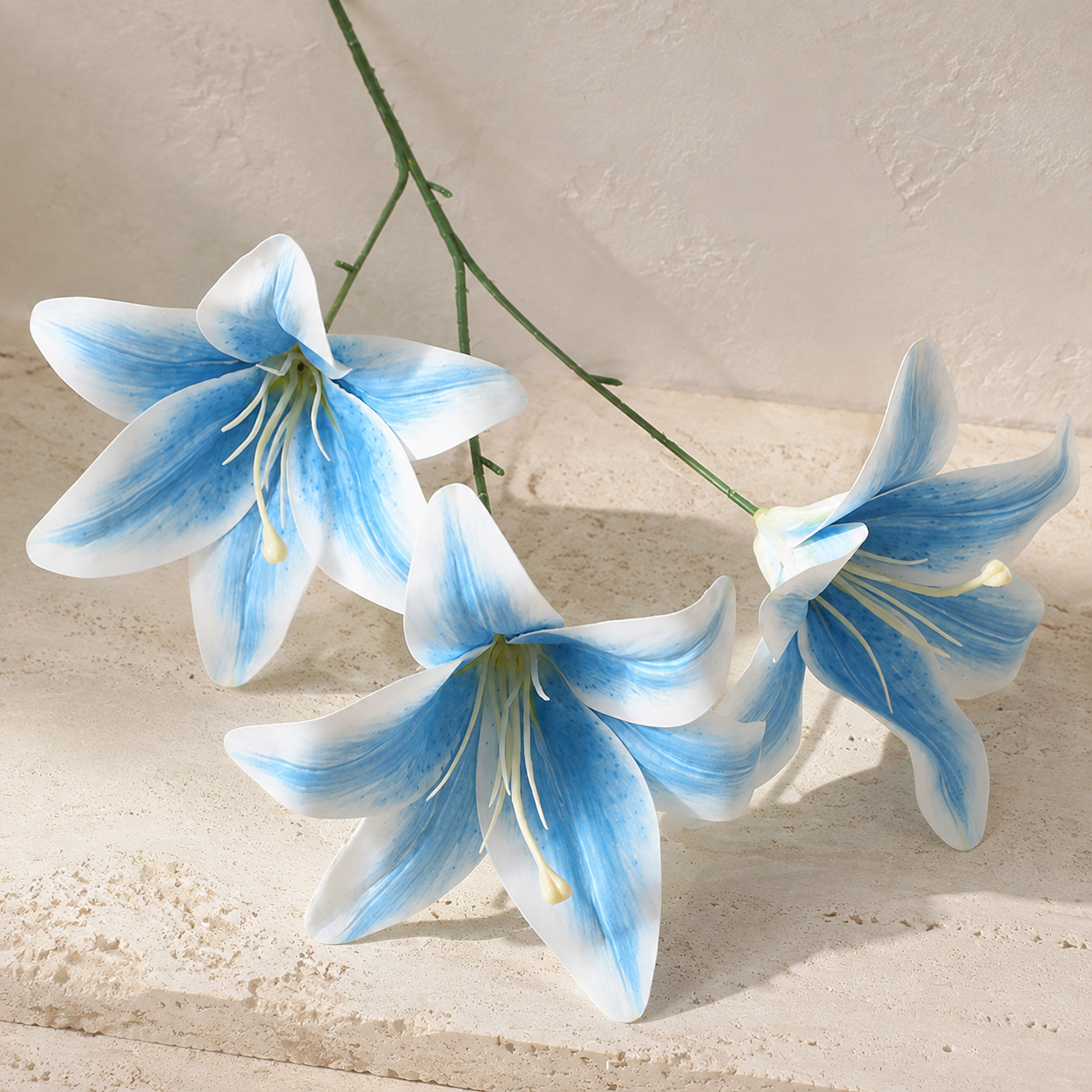 3-Head 3D Printed Real Touch Artificial Lily Sprays | High-End Faux Lily Flowers for Wedding Auditorium & Photography Props 715e6800fb5a498ca192b4b201206d23